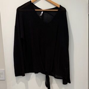 Women's Black Knit Tie-Front Sweater Top